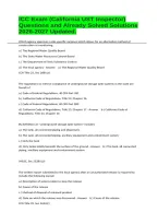 ICC Exam &lpar;California UST Inspector&rpar; Questions and Already Solved Solutions 2026-2027 Updated&period;&NewLine;&NewLine;