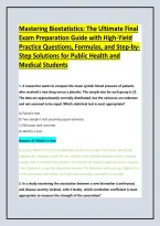Mastering Biostatistics&colon; The Ultimate Final Exam Preparation Guide with High-Yield Practice Questions&comma; Formulas&comma; and Step-by-Step Solutions for Public Health and Medical Students
