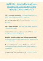 NURS 5334 Antimicrobial Recall Exam Questions and Answers 2026&ndash;2027 &vert; UTA Nursing Exam Prep Study Guide