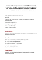 Advanced Medical-Surgical Nursing Exam 2026&colon; Senior University&NewLine;Practice Test &mdash; Complex Conditions&comma; Clinical Assessment&comma; Critical&NewLine;Care&comma; Nursing Interventions & Clinical Reasoning &mdash; 190 MultipleChoice Questions with Answers & Detailed Rationales