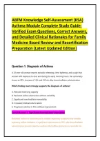 ABFM Knowledge Self-Assessment &lpar;KSA&rpar; Asthma Module Complete Study Guide&colon; Verified Exam Questions&comma; Correct Answers&comma; and Detailed Clinical Rationales for Family Medicine Board Review and Recertification Preparation &lpar;Latest Updated Edition&rpar;
