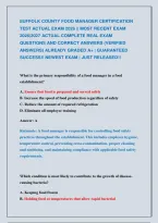 Suffolk County Food Manager Certification &NewLine;Test Actual Exam 2026 &vert;&vert; Most Recent Exam &NewLine;2026&vert;2027 Actual Complete Real Exam &NewLine;Questions And Correct Answers &lpar;Verified &NewLine;Answers&rpar; Already Graded A&plus; &vert; Guaranteed &NewLine;Success&excl;&excl; Newest Exam &vert; Just Released&excl;&excl;