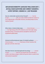 Baylor Biochemistry Lahousse Final Exam 2027 &vert; Actual Exam Questions And Correct Answers &vert; Latest Edition &vert; Graded A&plus; &vert; Just Released