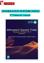 Information Systems Today&comma; 9th Edition by Joseph Valacich &vert; Test Bank and Study Guide