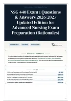 NSG 440 Exam 1 Questions & Answers 2026&sol;2027 Updated Edition for Advanced Nursing Exam Preparation &lpar;Rationales&rpar;
