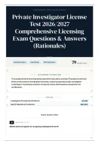 Private Investigator License Test 2026&sol;2027 Comprehensive Licensing Exam Questions & Answers &lpar;Rationales&rpar;