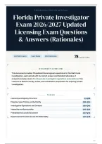 Florida Private Investigator Exam 2026&sol;2027 Updated Licensing Exam Questions & Answers &lpar;Rationales&rpar;