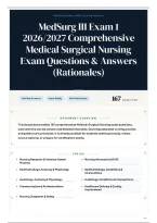 MedSurg III Exam 1 2026&sol;2027 Comprehensive Medical Surgical Nursing Exam Questions & Answers &lpar;Rationales&rpar;