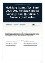 Med Surg Exam 3 Test Bank 2026&sol;2027 Medical Surgical Nursing Exam Questions & Answers &lpar;Rationales&rpar;