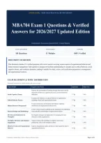 MBA704 Exam 1 Questions & Verified Answers for 2026&sol;2027 Updated Edition