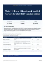 Math 110 Exam 1 Questions & Verified Answers for 2026&sol;2027 Updated Edition