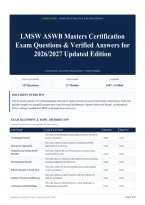 LMSW ASWB Masters Certification Exam Questions & Verified Answers for 2026&sol;2027 Updated Edition
