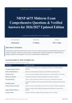 NRNP 6675 Midterm Exam Comprehensive Questions & Verified Answers for 2026&sol;2027 Updated Edition