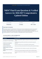 NR547 Final Exam Questions & Verified Answers for 2026&sol;2027 Comprehensive Updated Edition
