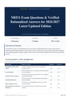 NR511 Exam Questions & Verified Rationalized Answers for 2026&sol;2027 Latest Updated Edition