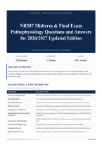 NR507 Midterm & Final Exam Pathophysiology Questions and Answers for 2026&sol;2027 Updated Edition