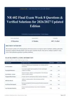 NR 602 Final Exam Week 8 Questions & Verified Solutions for 2026&sol;2027 Updated Edition