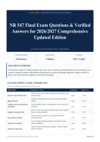 NR 547 Final Exam Questions & Verified Answers for 2026&sol;2027 Comprehensive Updated Edition