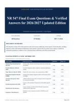 NR 547 Final Exam Questions & Verified Answers for 2026&sol;2027 Updated Edition