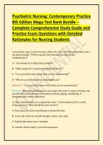 Psychiatric Nursing&colon; Contemporary Practice 8th Edition Mega Test Bank Bundle &ndash; Complete Comprehensive Study Guide and Practice Exam Questions with Detailed Rationales for Nursing Students