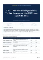 NR 511 Midterm Exam Questions & Verified Answers for 2026&sol;2027 Latest Updated Edition