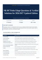 NR 507 Patho Edapt Questions & Verified Solutions for 2026&sol;2027 Updated Edition