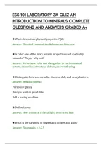 Ess 101 Laboratory 3A Quiz An&NewLine;Introduction To Minerals Complete&NewLine;Questions And Answers Graded A&plus;