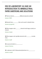 Ess 101 Laboratory 3A Quiz An&NewLine;Introduction To Minerals Final&NewLine;Paper Questions And Solutions
