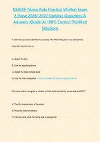 NNAAP Nurse Aide Practice Written Exam 1 &lpar;New 2026&sol; 2027 Update&rpar; Questions & Answers &lbrace;Grade A&rcub; 100&percnt; Correct &lpar;Verified Solutions&NewLine;&NewLine;