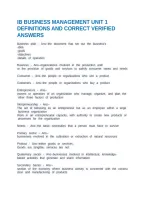 Ib Business Management Unit 1 Definitions And Correct Verified Answers 
