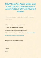 NNAAP Nurse Aide Practice Written Exam 1 &lpar;New 2026&sol; 2027 Update&rpar; Questions & Answers &lbrace;Grade A&rcub; 100&percnt; Correct &lpar;Verified Solutions&NewLine;&NewLine;