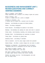 Ib Business And Management Unit 1 Review Questions And Correct Verified Answers
