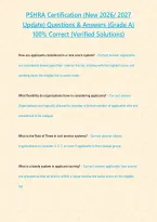 PSHRA Certification &lpar;New 2026&sol; 2027 Update&rpar; Questions & Answers &lbrace;Grade A&rcub; 100&percnt; Correct &lpar;Verified Solutions&NewLine;&NewLine;