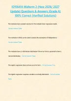 ISYE6414 Midterm 2 &lpar;New 2026 2027 Update&rpar; Questions & Answers &lbrace;Grade A&rcub; 100&percnt; Correct &lpar;Verified Solutions&NewLine;&NewLine;