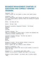 Business Management Chapter 1-5 Questions And Correct Verified Answers