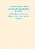  ISYE 6402 Midterm 1 Analysis of Domestic Passenger Data &lpar;New 2026 2027 Update&rpar; Questions & Answers &lbrace;Grade A&rcub; 100&percnt; Correct &lpar;Verified Solutions&NewLine;&NewLine;
