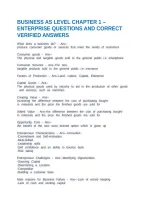 Business As Level Chapter 1 &ndash; Enterprise Questions And Correct Verified Answers