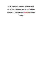 NUR 253 Exam 2 &ndash; Mental Health Nursing &NewLine;&lpar;2026&sol;2027&rpar; &vert; Anxiety&comma; OCD&comma; PTSD & Somatic &NewLine;Disorders &vert; 200 Q&A with Rationales &vert; Galen &NewLine;College 