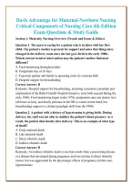 Davis Advantage for Maternal-Newborn Nursing &NewLine;Critical Components of Nursing Care 4th Edition &NewLine;Exam Questions & Study Guide 