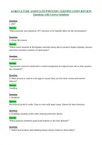 Agriculture Associate Industry Certification Review&NewLine;Questions With Correct Solutions