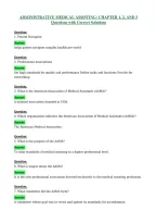 ADMINISTRATIVE MEDICAL ASSISTING&colon; CHAPTER 1&comma; 2&comma; AND 3&NewLine;Questions with Correct Solutions