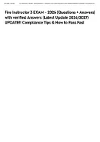 Fire Instructor 3 EXAM - 2026 &lpar;Questions &plus; Answers&rpar; with verified Answers &lpar;Latest Update 2026&sol;2027&rpar; UPDATE&excl;&excl; Compliance Tips & How to Pass Fast&NewLine;