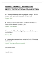Finance Exam I Comprehensive&NewLine;Review Paper With Solved Questions