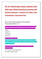 NR 341 Pharmacology Clinical Judgment Exam 2026&sol;2027 &vert; 200 Practice Questions & Answers with Detailed Rationales &vert; Chamberlain University CJE Study Guide