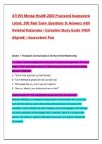 ATI RN Mental Health Proctored Assessment 2026&sol;2027 &vert; 200 NGN-Style Practice Questions & Answers with Detailed Rationales &vert; Comprehensive Psychiatric Nursing Study Guide