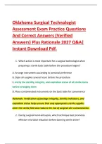 Oklahoma Surgical Technologist &NewLine;Assessment Exam Practice Questions &NewLine;And Correct Answers &lpar;Verified &NewLine;Answers&rpar; Plus Rationale 2027 Q&A&vert; &NewLine;Instant Download Pdf