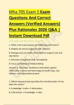  &NewLine; &NewLine;Mha 705 Exam 5 Exam &NewLine;Questions And Correct &NewLine;Answers &lpar;Verified Answers&rpar; &NewLine;Plus Rationales 2026 Q&A &vert; &NewLine;Instant Download Pdf 