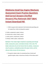 Oklahoma Small Gas Engine Mechanic &NewLine;Assessment Exam Practice Questions &NewLine;And Correct Answers &lpar;Verified &NewLine;Answers&rpar; Plus Rationale 2027 Q&A&vert; &NewLine;Instant Download Pdf&period;