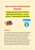 NUR 222 Exam 4 Master Review 2026&ndash;2027 &vert; Comprehensive Nursing Study Guide