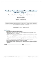 Practice Paper with Mark Scheme&colon; Edexcel A Level Business 9BS0&sol;01 &lpar;Paper 1&rpar;